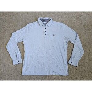 Ted Baker London Men's Long Sleeve Polo Shirt Light Blue Buttoned Size 4
